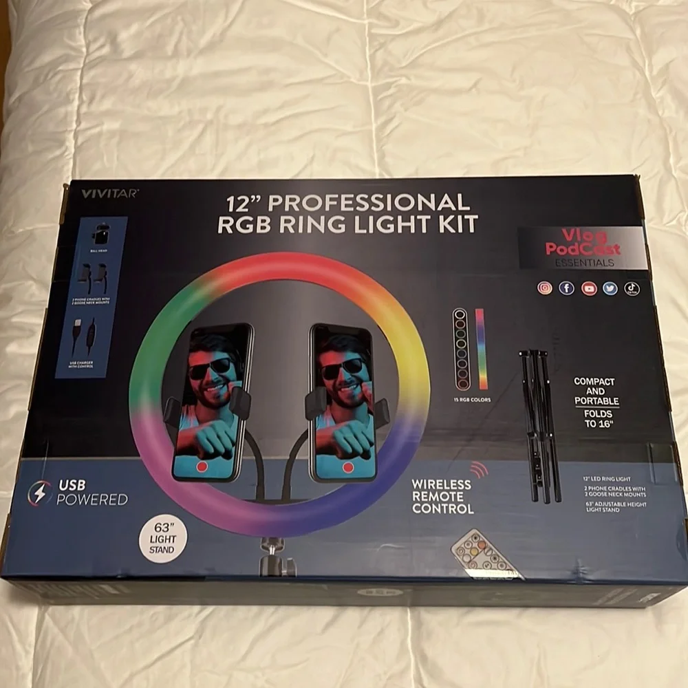 VIVITAR 12” Professional Rgb Ring Light Kit